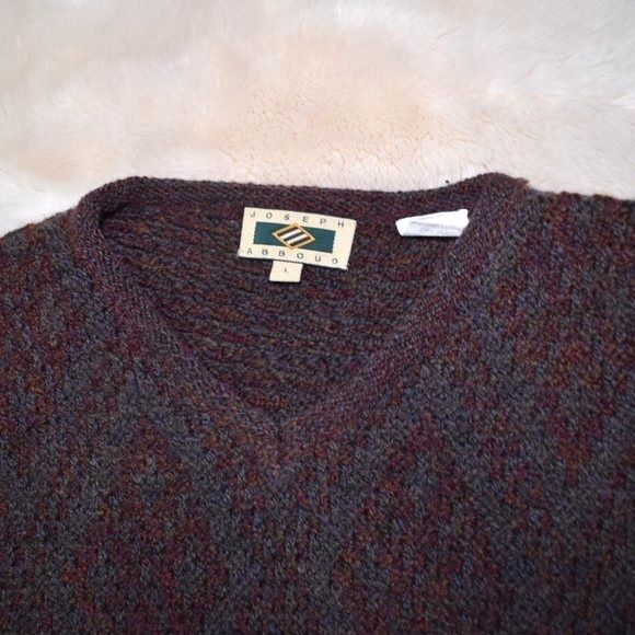 Joseph Abbound Men's Wool Sweater Size Large V Neck Eclectic Grandpacore - Picture 7 of 8